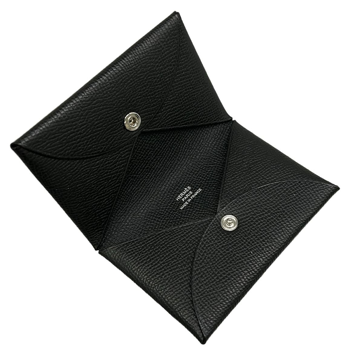Hermes Card Case Calvi Black Silver — view 3