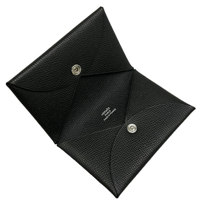 Hermes Card Case Calvi Black Silver — view 3
