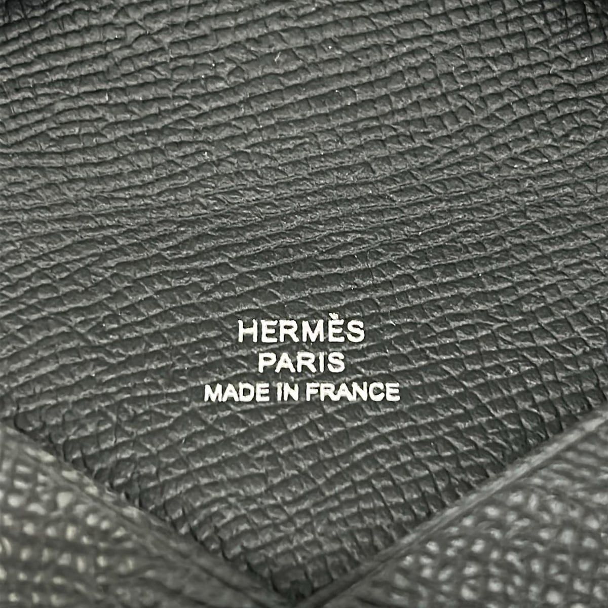 Hermes Card Case Calvi Black Silver — view 5