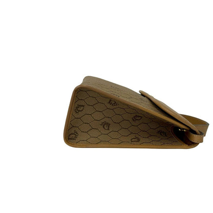 Dior Vintage Honeycomb Pattern Logo Leather 2-Way Shoulder Bag Beige — view 6