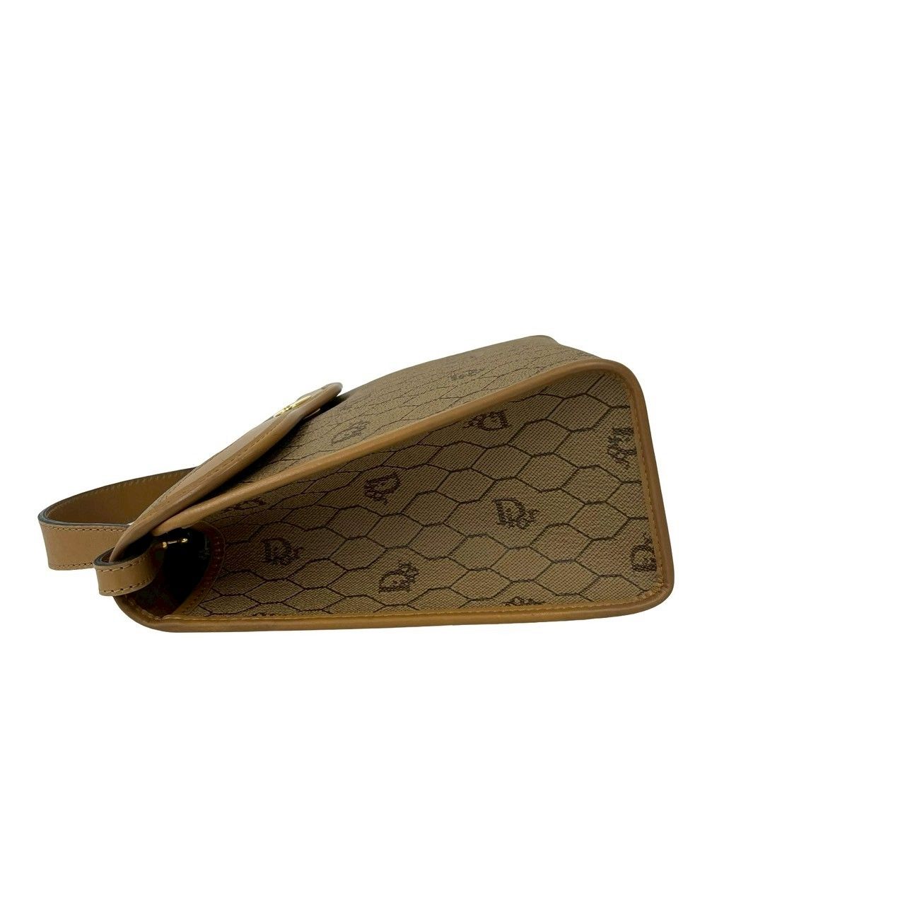 Dior Vintage Honeycomb Pattern Logo Leather 2-Way Shoulder Bag Beige — view 5