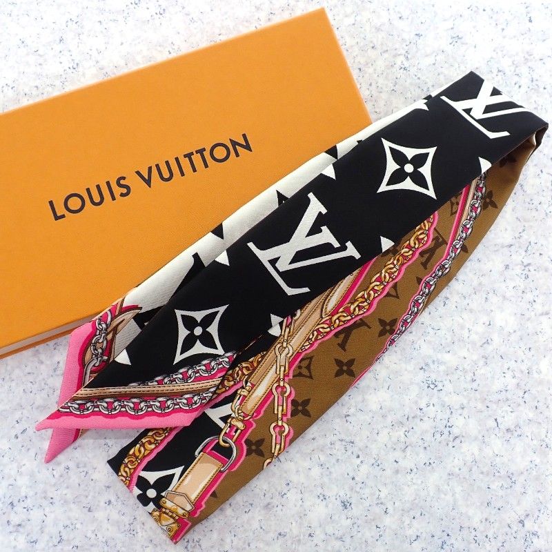 Louis Vuitton Bandeau BB Ultimate Scarf Silk Black White Brown Monogram