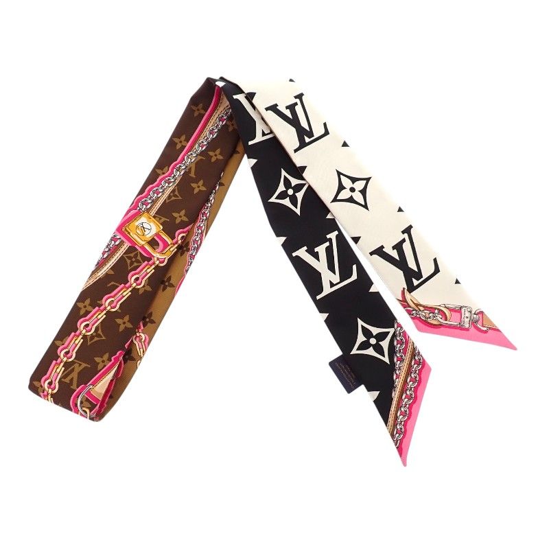 Louis Vuitton Bandeau BB Ultimate Scarf Silk Black White Brown Monogram — view 2