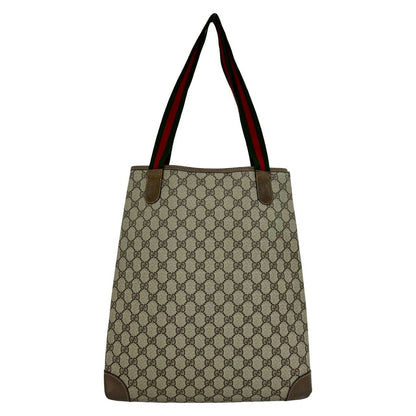Gucci Vintage Sherry Line GG Logo Leather Tote Brown — view 3