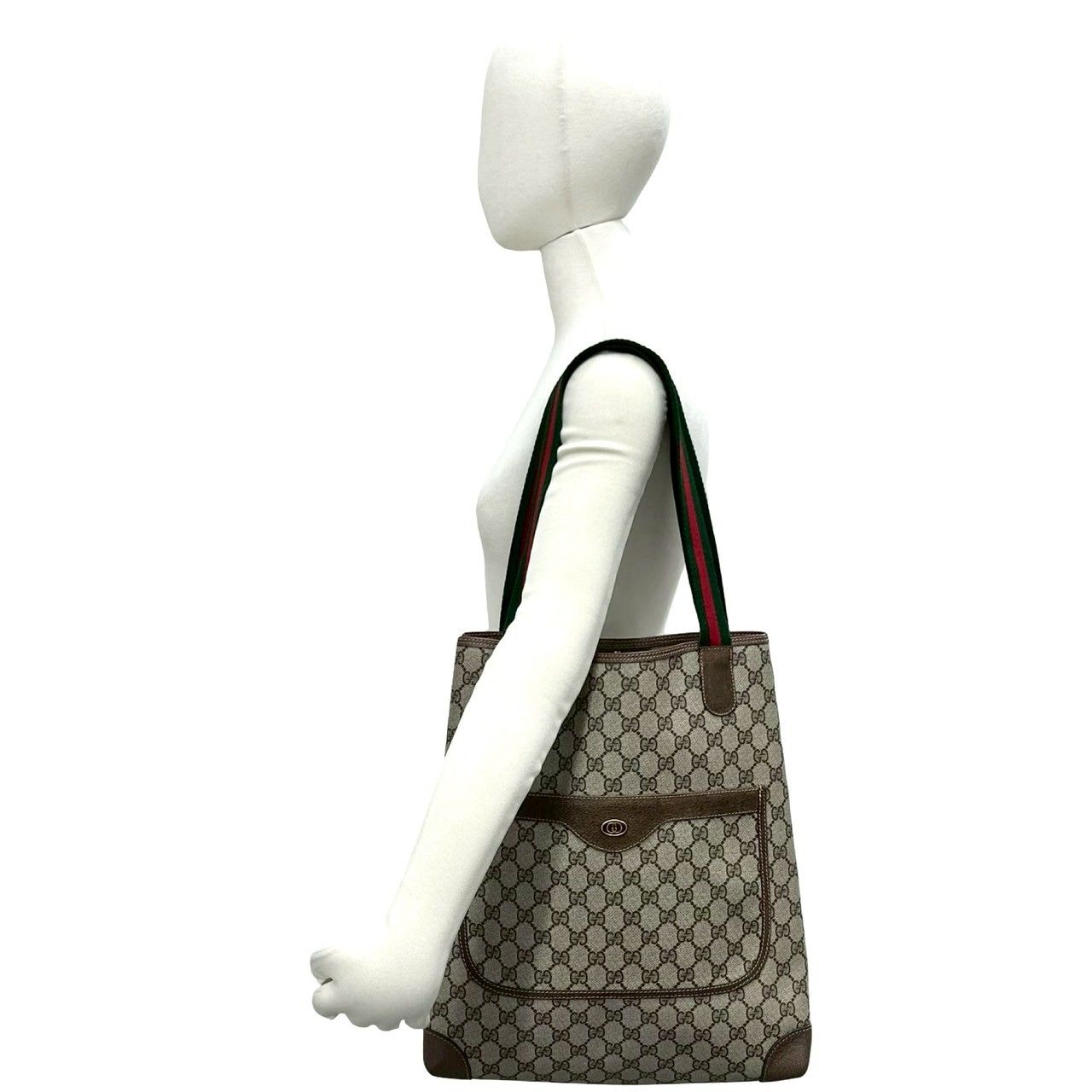 Gucci Vintage Sherry Line GG Logo Leather Tote Brown — view 2