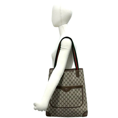 Gucci Vintage Sherry Line GG Logo Leather Tote Brown — view 2