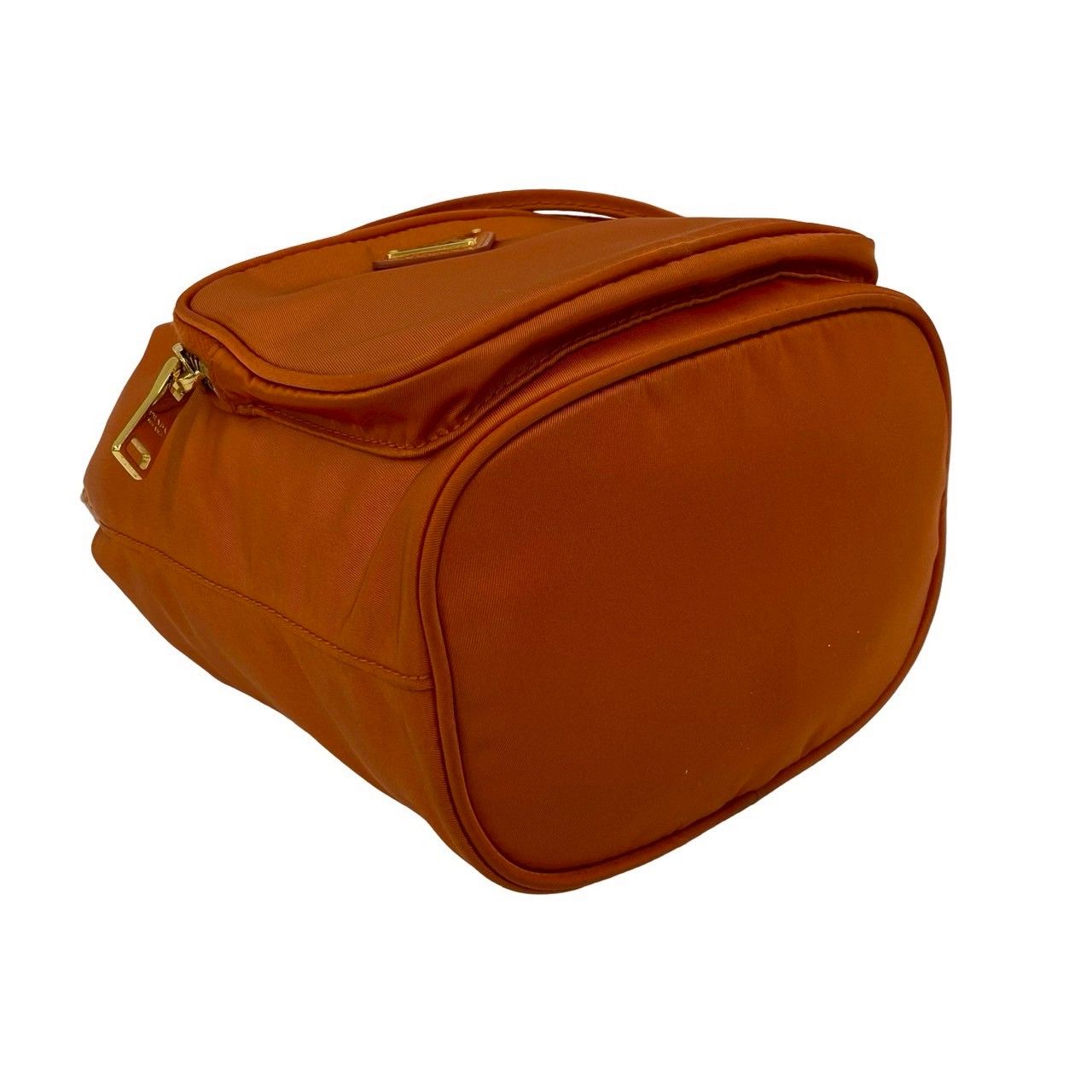 Prada Triangle Logo Nylon Saffiano Leather 2-Way Drawstring Shoulder Bag Orange — view 7