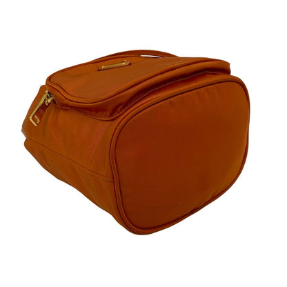 Prada Triangle Logo Nylon Saffiano Leather 2-Way Drawstring Shoulder Bag Orange — view 7
