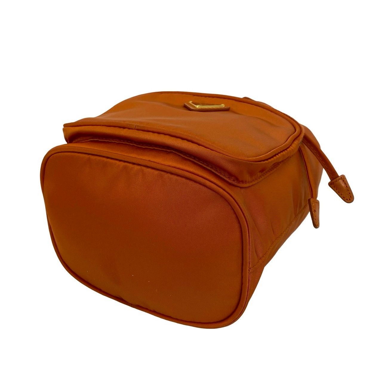 Prada Triangle Logo Nylon Saffiano Leather 2-Way Drawstring Shoulder Bag Orange — view 8
