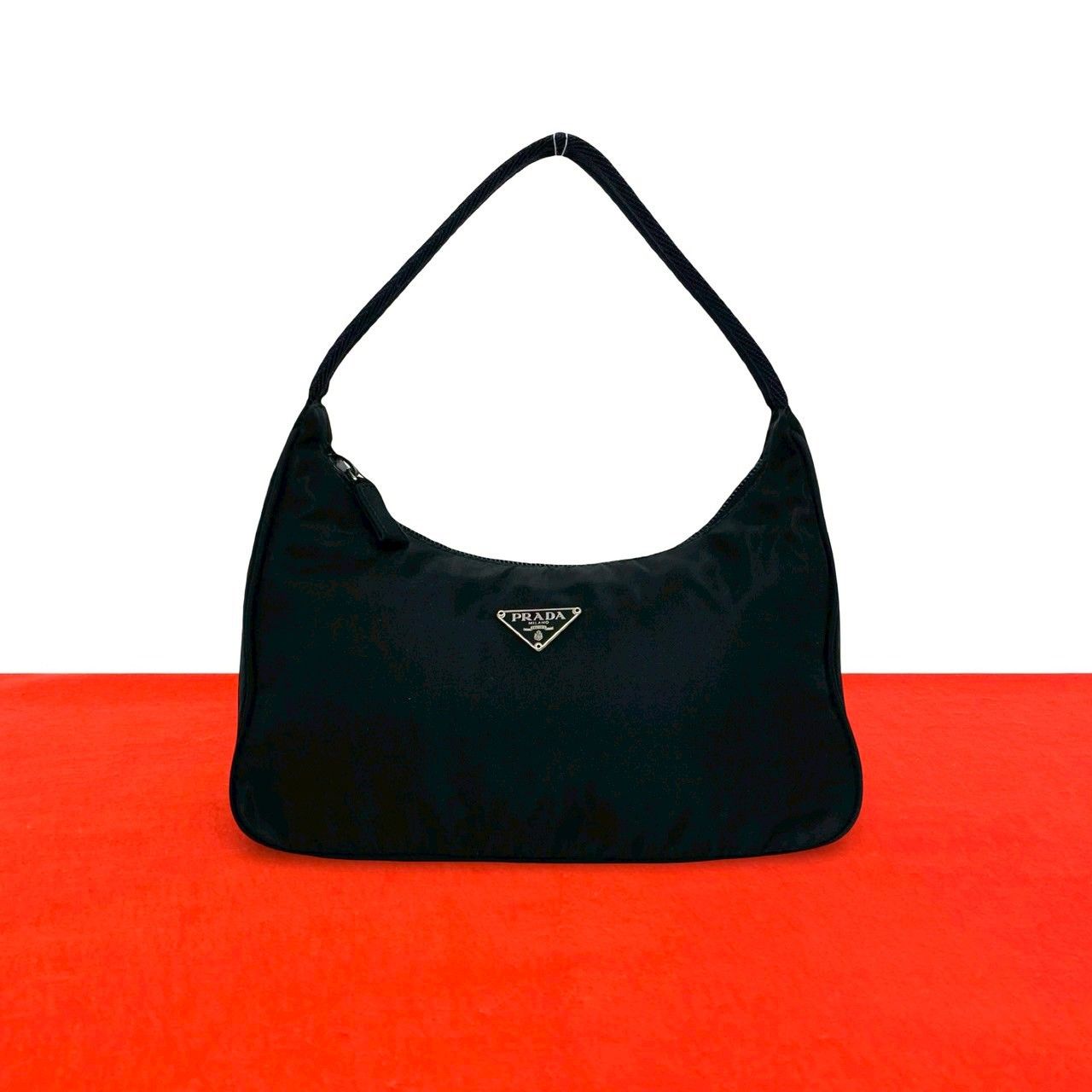 Prada Triangle Tessuto Nylon Mini Handbag Pouch Black