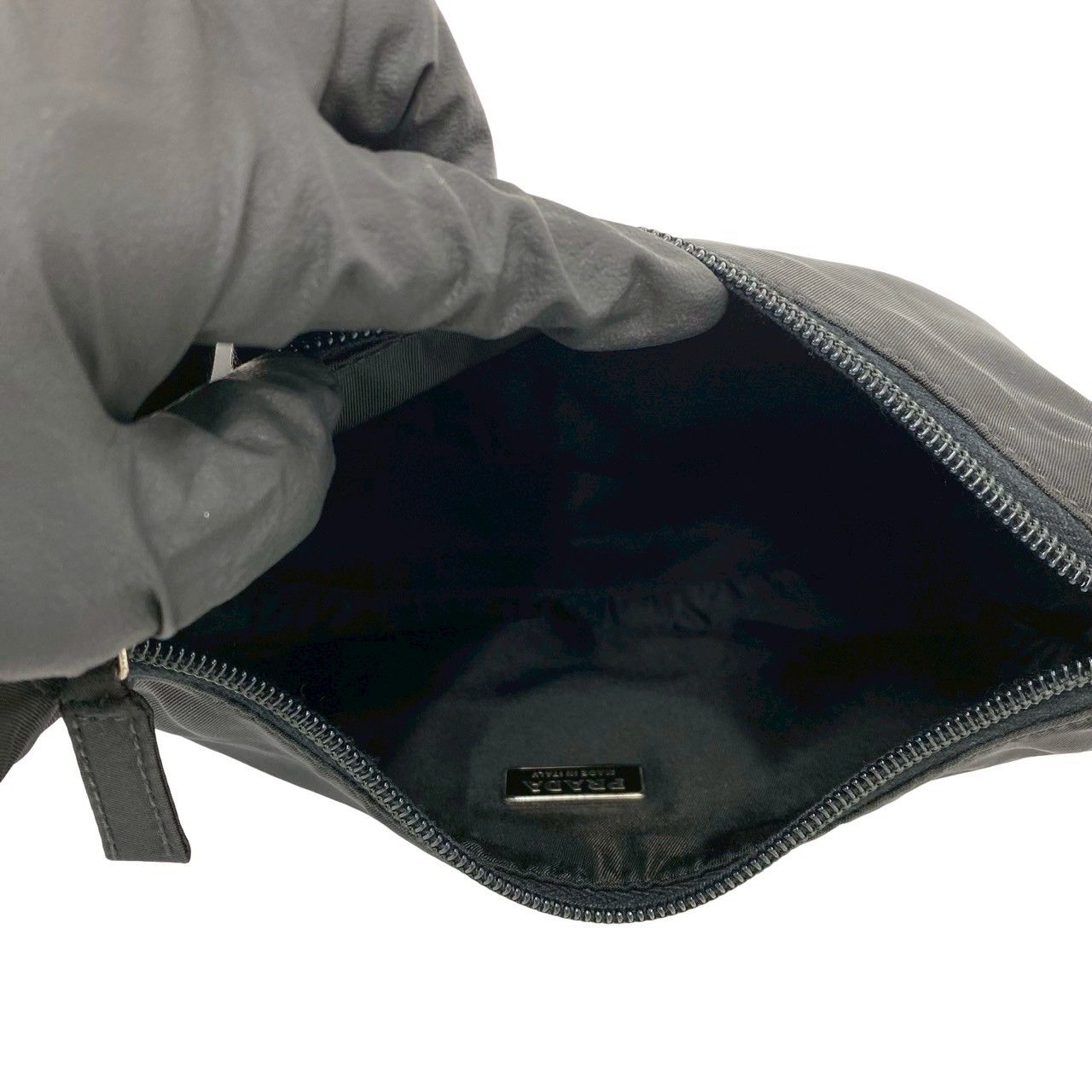 Prada Triangle Tessuto Nylon Mini Handbag Pouch Black — view 9