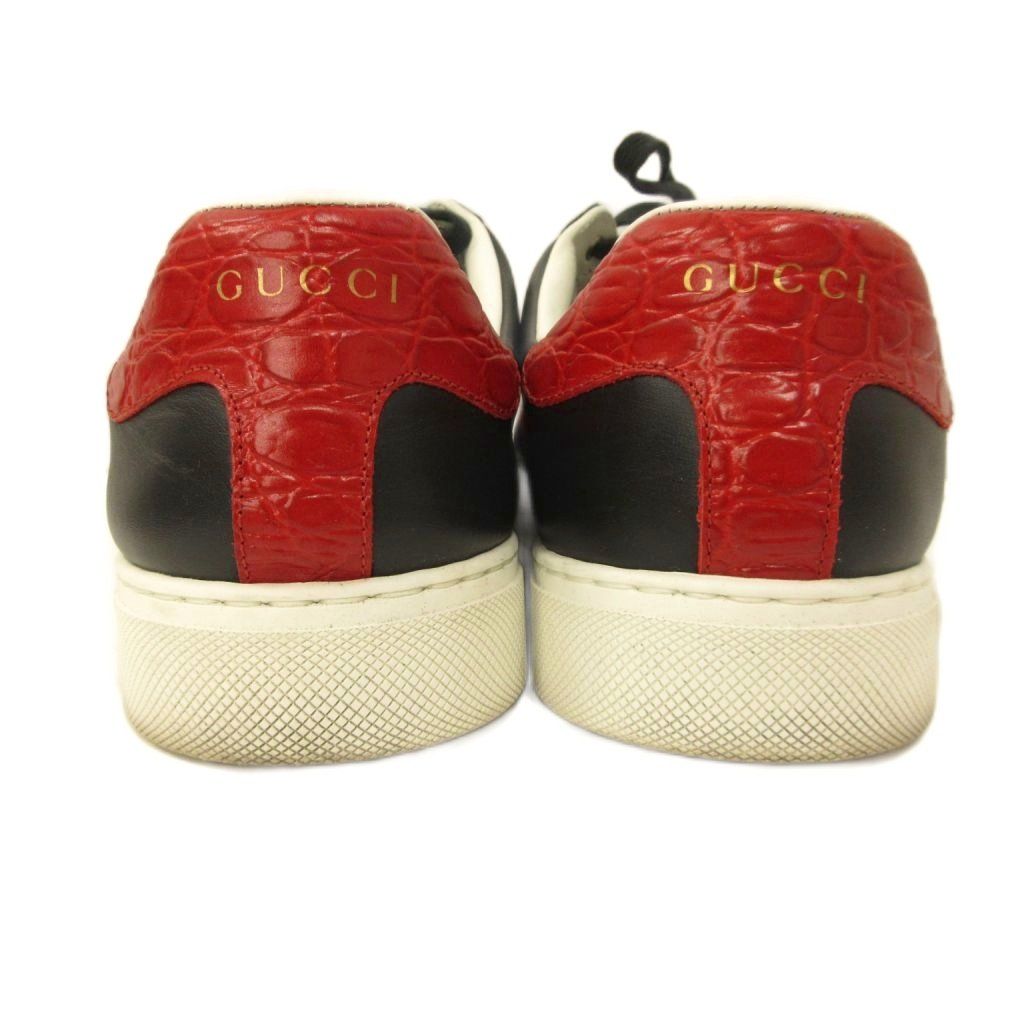 Gucci Ace Web Stripe Sneakers Leather 8 Black — view 3