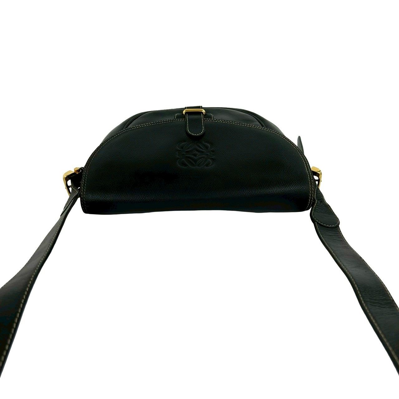 Loewe Vintage Anagram Logo Leather Shoulder Bag Pochette Crossbody Black — view 4