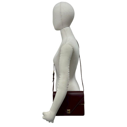 Cartier Vintage Must Line Logo Calf Leather Shoulder Bag Bordeaux — view 2