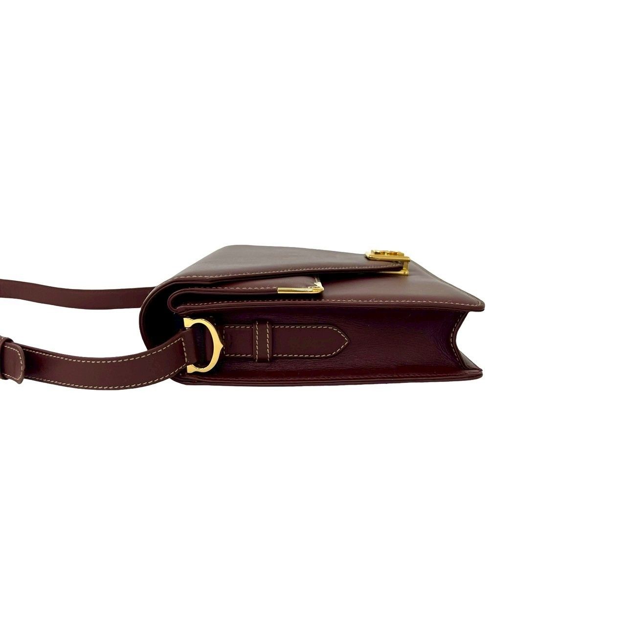 Cartier Vintage Must Line Logo Calf Leather Shoulder Bag Bordeaux — view 5