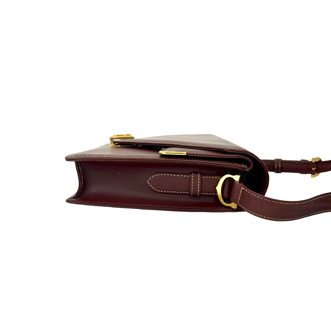 Cartier Vintage Must Line Logo Calf Leather Shoulder Bag Bordeaux — view 6