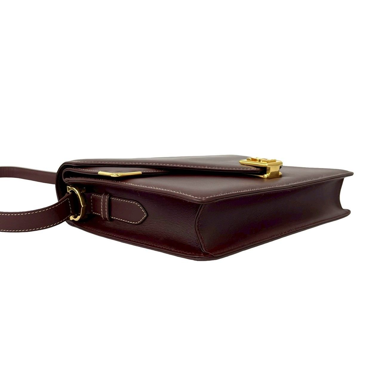 Cartier Vintage Must Line Logo Calf Leather Shoulder Bag Bordeaux — view 7