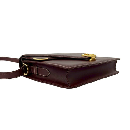 Cartier Vintage Must Line Logo Calf Leather Shoulder Bag Bordeaux — view 7