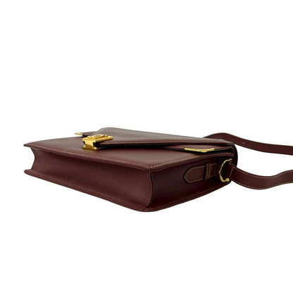 Cartier Vintage Must Line Logo Calf Leather Shoulder Bag Bordeaux — view 8
