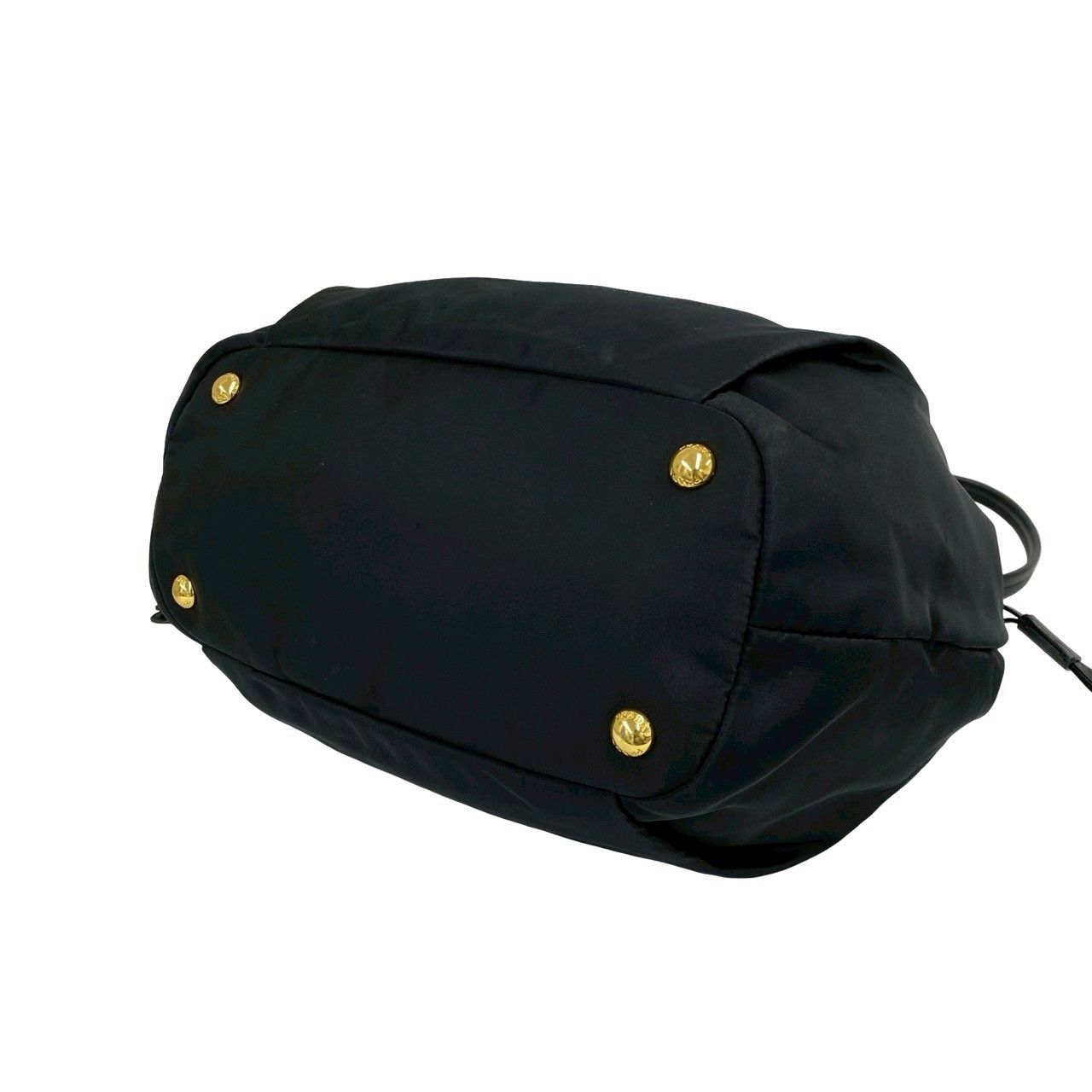 Prada Logo Tessuto Nylon Leather Drawstring Tote Shoulder Bag Black — view 8