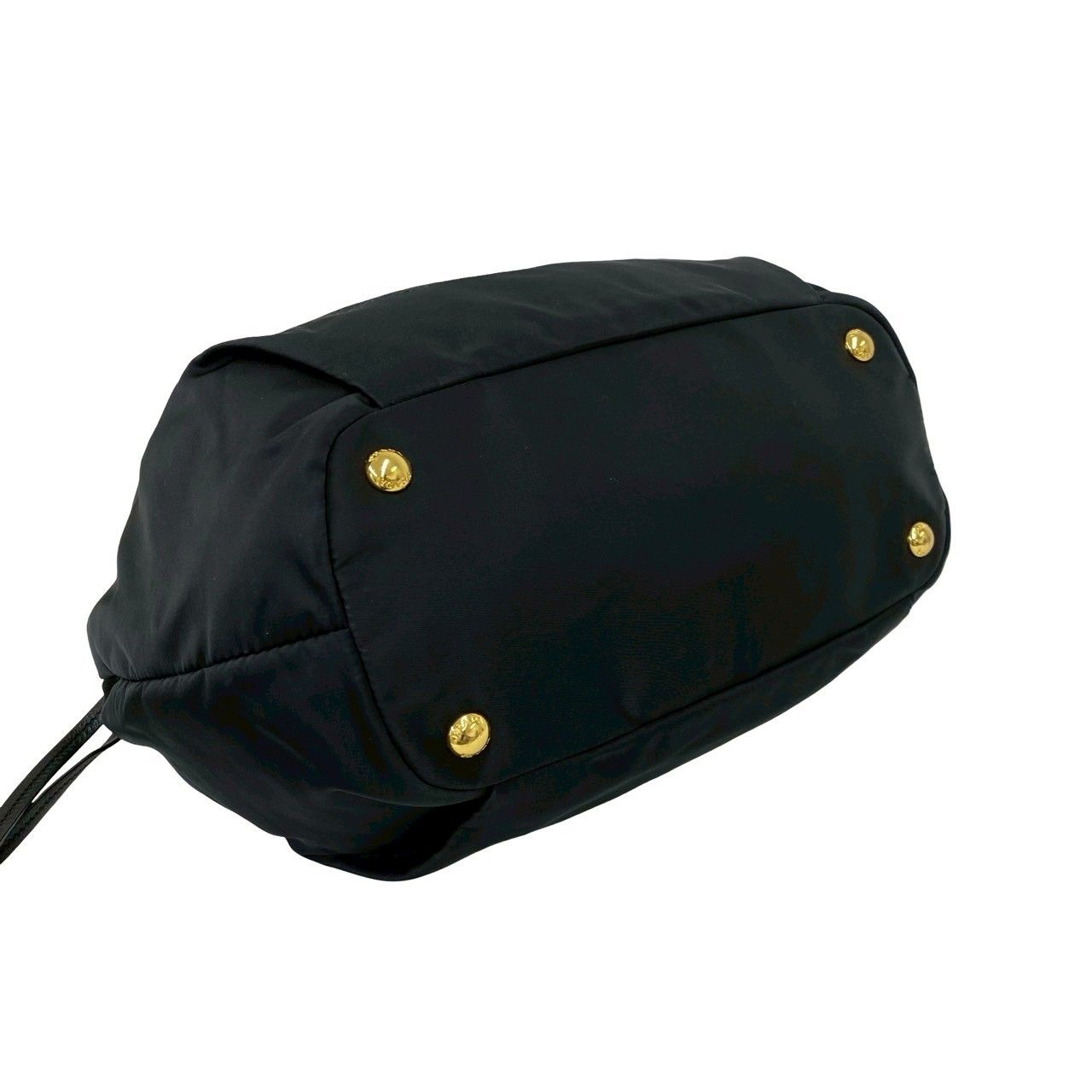 Prada Logo Tessuto Nylon Leather Drawstring Tote Shoulder Bag Black — view 7