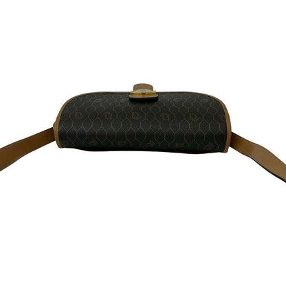 Dior Vintage Honeycomb Pattern Logo Leather Shoulder Bag Pochette Gray Beige — view 4