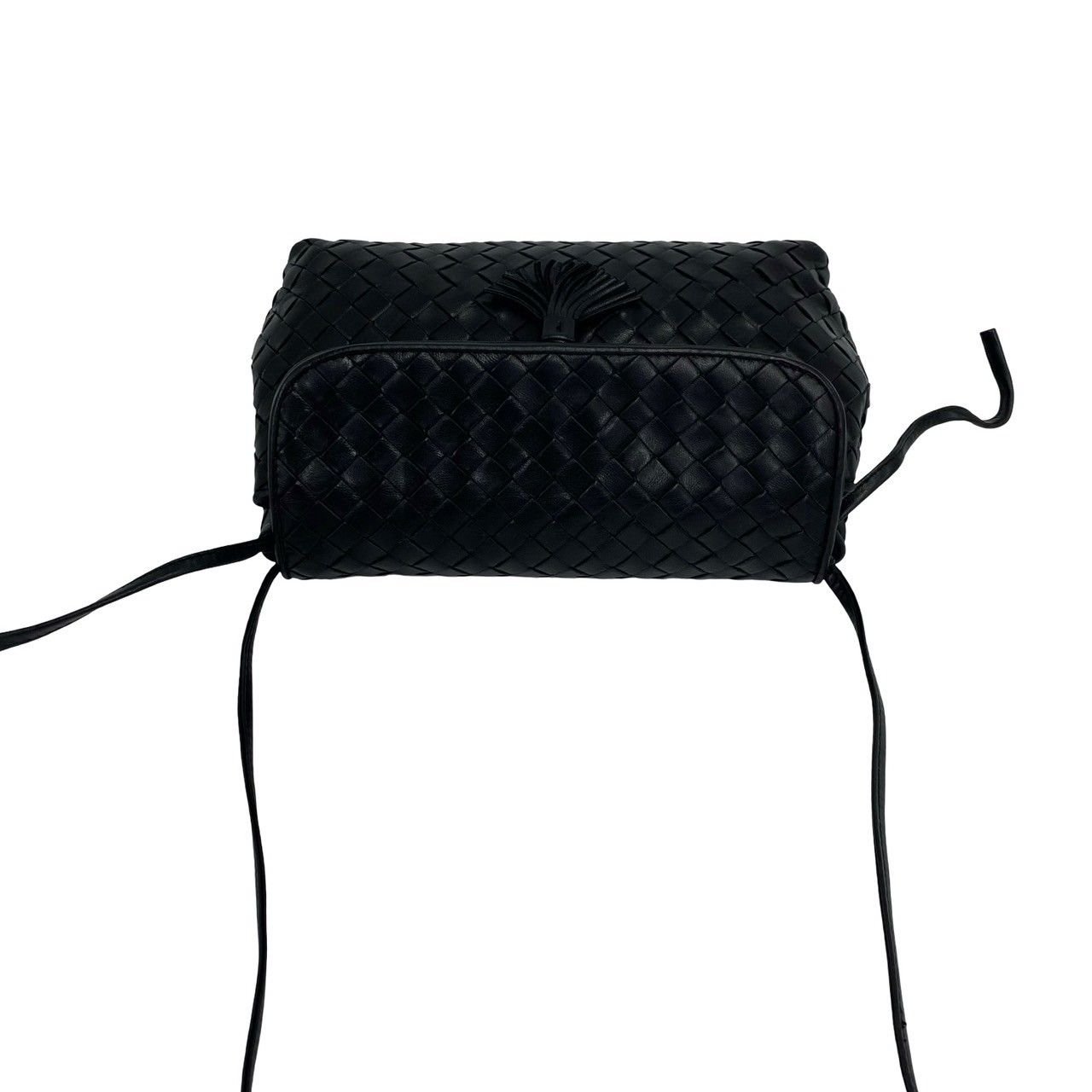 Bottega Veneta Intrecciato Leather Tassel Mini Shoulder Bag Pochette Black — view 4