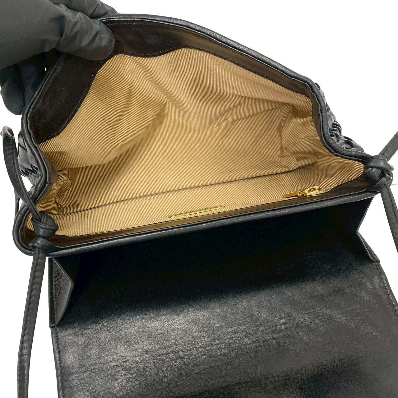 Bottega Veneta Intrecciato Leather Tassel Mini Shoulder Bag Pochette Black — view 9