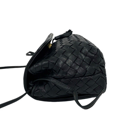 Bottega Veneta Intrecciato Leather Tassel Mini Shoulder Bag Pochette Black — view 5