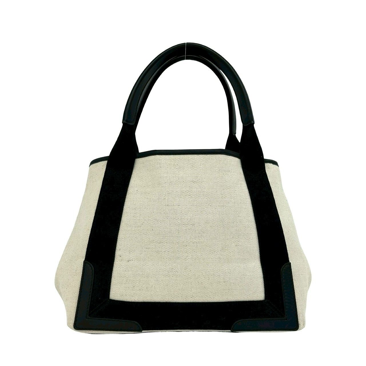 Balenciaga Navy Cabas S Canvas Leather Tote Black Ivory — view 3