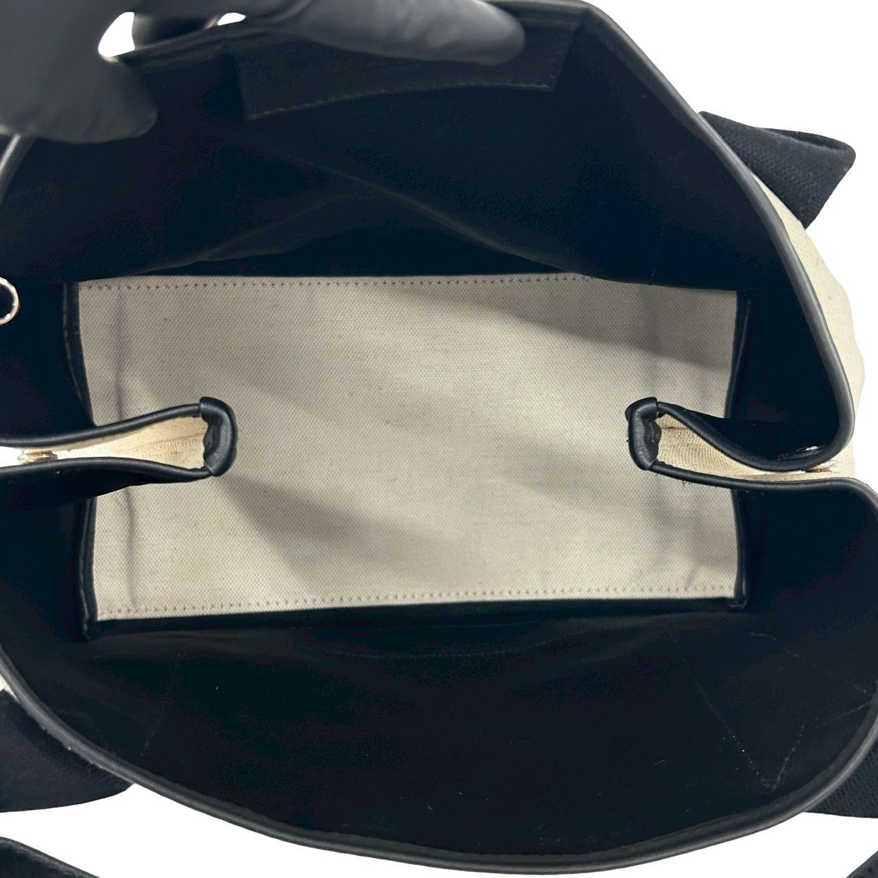 Balenciaga Navy Cabas S Canvas Leather Tote Black Ivory — view 9
