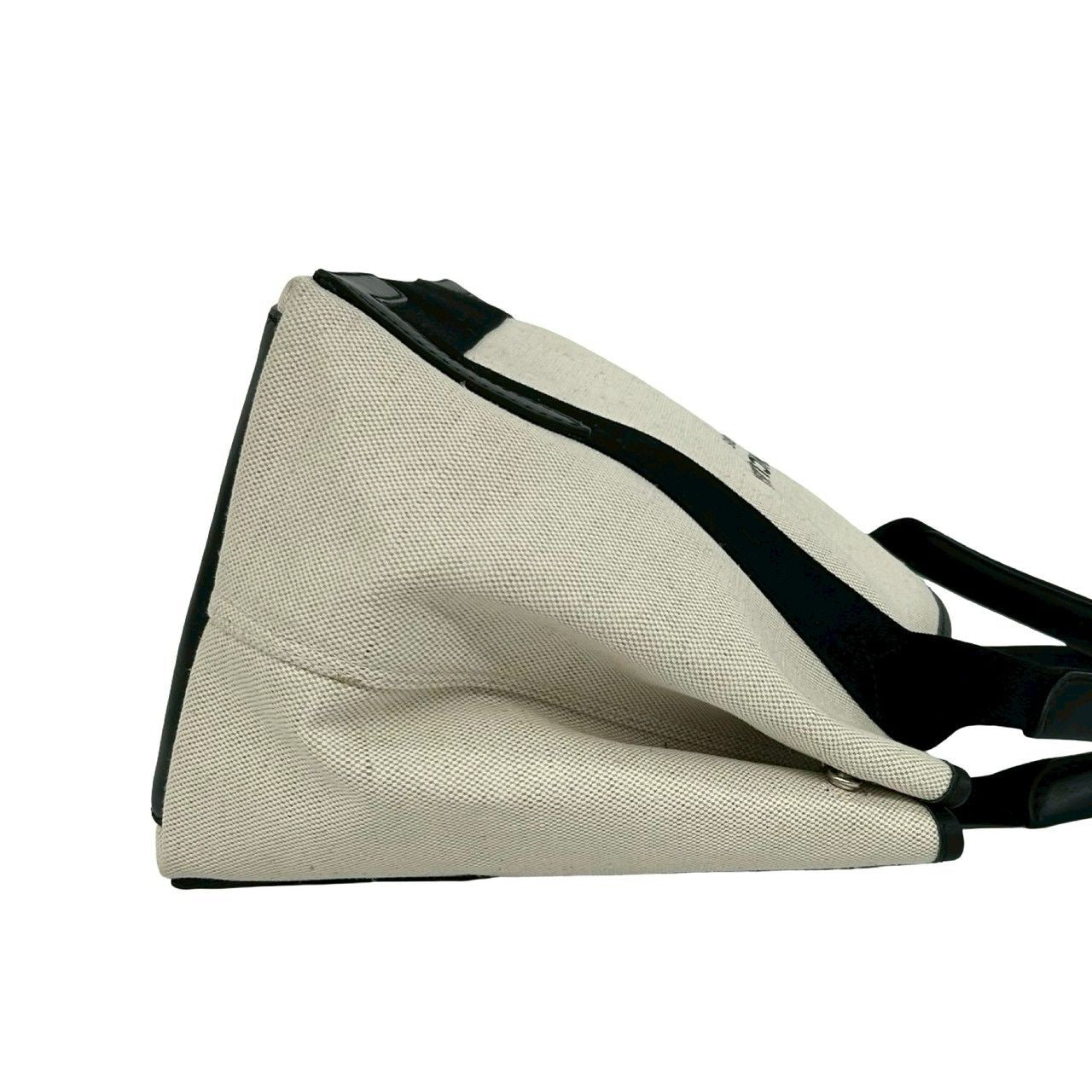 Balenciaga Navy Cabas S Canvas Leather Tote Black Ivory — view 6