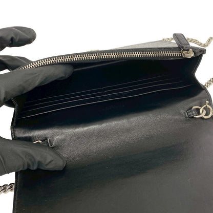 Saint Laurent Paris YSL Logo Leather Chain Mini Shoulder Bag Pochette Black — view 9