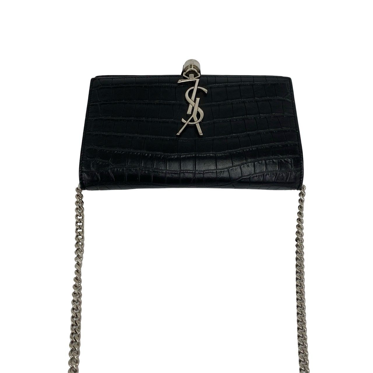 Saint Laurent Paris YSL Logo Leather Chain Mini Shoulder Bag Pochette Black — view 4