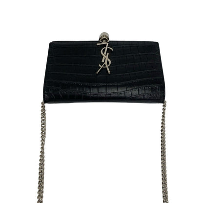 Saint Laurent Paris YSL Logo Leather Chain Mini Shoulder Bag Pochette Black — view 4