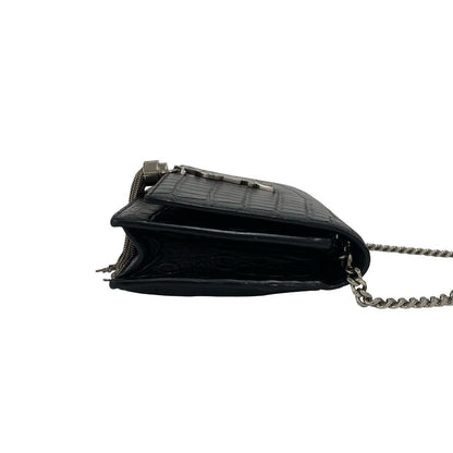Saint Laurent Paris YSL Logo Leather Chain Mini Shoulder Bag Pochette Black — view 6