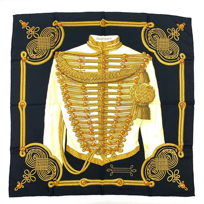 Hermes Carre 90 Scarf Silk Brandebourgs Brandenburg Black Gold — view 2