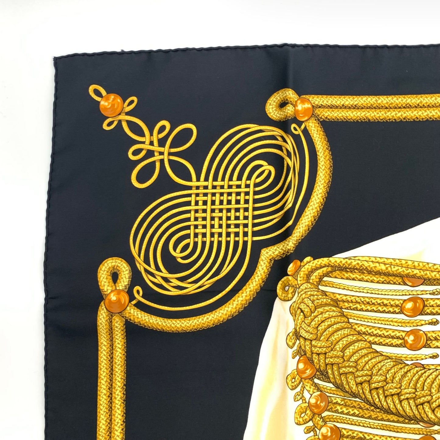 Hermes Carre 90 Scarf Silk Brandebourgs Brandenburg Black Gold — view 3
