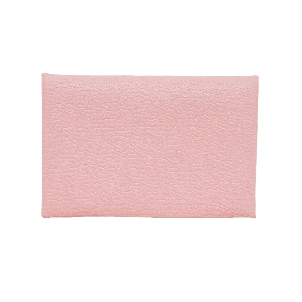 Hermes Calvi Rose Sakura Silver Chevre Made Pink Card Holder