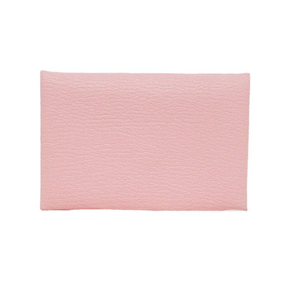 Hermes Calvi Rose Sakura Silver Chevre Made Pink Card Holder