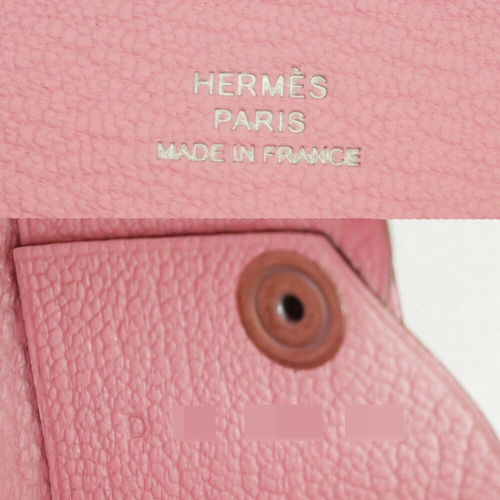 Hermes Calvi Rose Sakura Silver Chevre Made Pink Card Holder — view 6