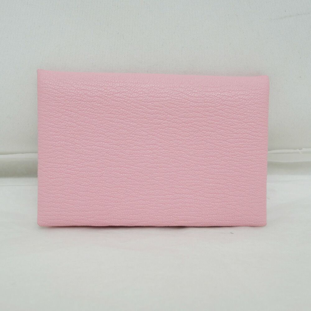 Hermes Calvi Rose Sakura Silver Chevre Made Pink Card Holder — view 2