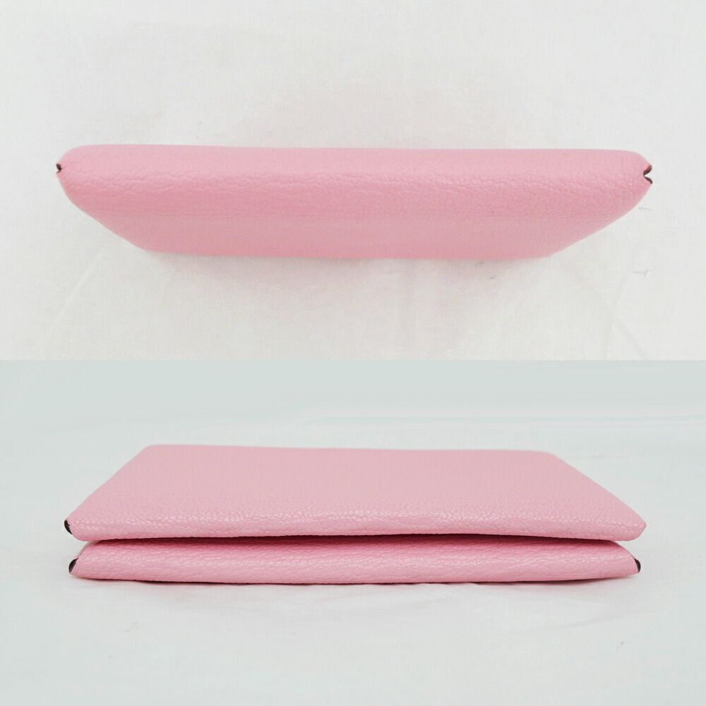 Hermes Calvi Rose Sakura Silver Chevre Made Pink Card Holder — view 4