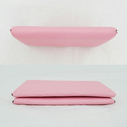 Hermes Calvi Rose Sakura Silver Chevre Made Pink Card Holder — view 4
