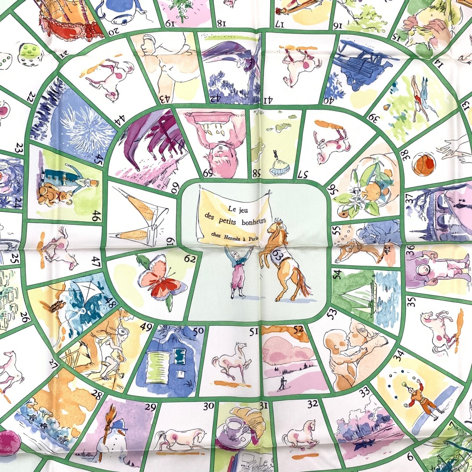 Hermes Carre 90 le Jeu Des Petits Bonheurs Little Happiness Game Scarf Silk — view 8