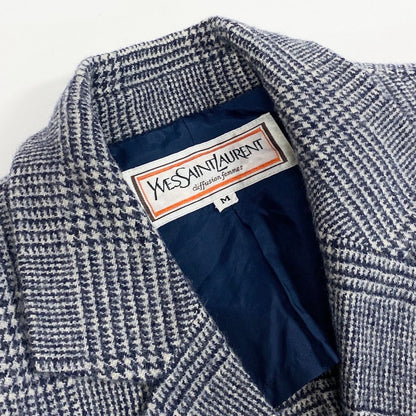 Saint Laurent Double Breasted jacket Glen Plaid Gold Button Cashmere Blend M — view 8