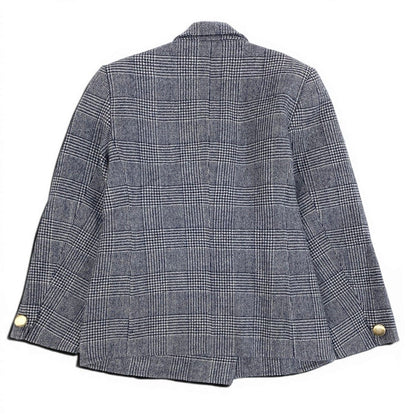 Saint Laurent Double Breasted jacket Glen Plaid Gold Button Cashmere Blend M — view 3
