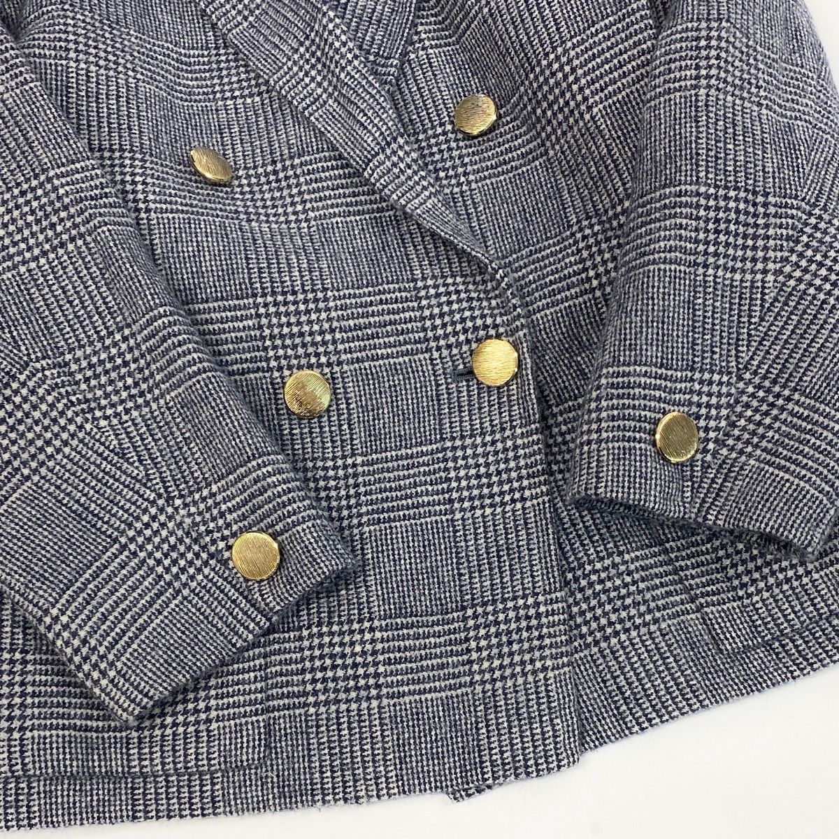 Saint Laurent Double Breasted jacket Glen Plaid Gold Button Cashmere Blend M — view 6