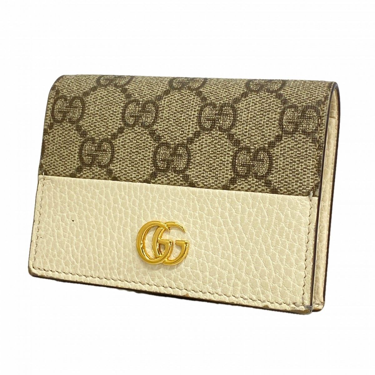 Gucci Wallet GG Marmont Supreme Leather Brown Ivory Gold