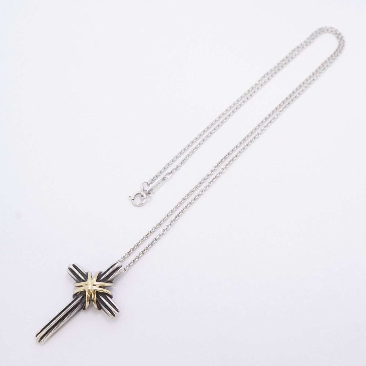 Tiffany & Co Necklace Signature Cross 18k Yellow Gold Silver — view 3